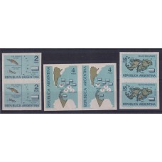 ARGENTINA 1964 GJ 1272/4P SERIE COMPLETA, PAREJAS DE ESTAMPILLAS VARIEDAD SIN DENTAR NUEVAS MINT ISLAS MALVINAS ANTARTIDA U$ 135
